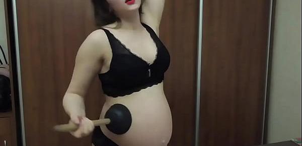  Horny pregnant plunging belly